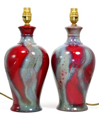 Lot 49 - A Pair of Royal Doulton Archives Burslem Artwares Peking Lamp Base In Sung, limited edition numbers