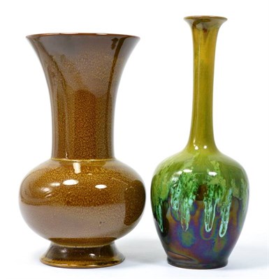 Lot 71 - A Linthorpe Pottery Vase, green/brown/turquoise glaze, impressed HT LINTHORPE Chr Dresser, 22cm and