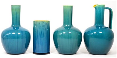 Lot 74 - A Pair of Linthorpe Pottery Vases, turquoise glaze, impressed 200, 19.5cm a Linthorpe Pottery...