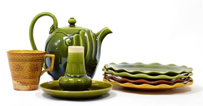Lot 76 - A Linthorpe Pottery Teapot, olive glaze, impressed LINTHORPE 1246, 13.5cm Four Linthorpe...