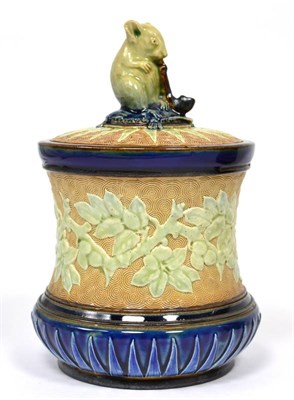 Lot 90 - A Doulton Lambeth Stoneware Tobacco Jar, attributed to George Tinworth, with applied moulded...