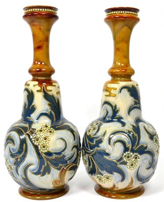 Lot 92 - Eliza Simmance (working 1873-1928) A Pair of Doulton Lambeth Stoneware Vase, decorated with flowers