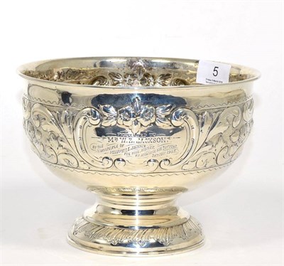 Lot 5 - An Edwardian silver pedestal bowl, Charles Stuart Harris, London 1902, with C scroll and...