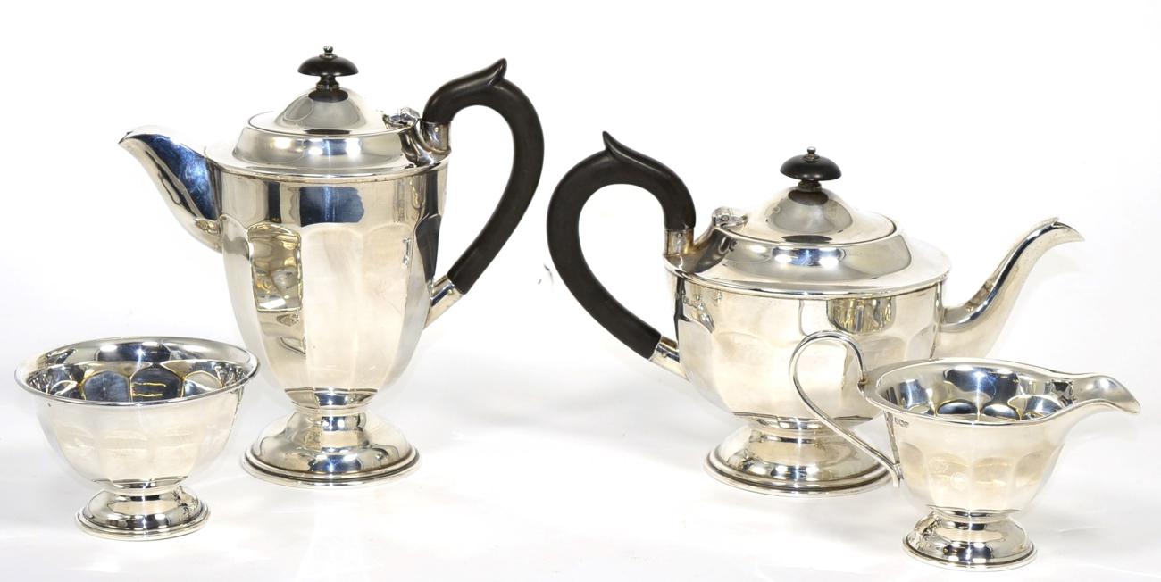 Lot 12 - A four piece silver tea and coffee set, Edward Viner, mid 20th century