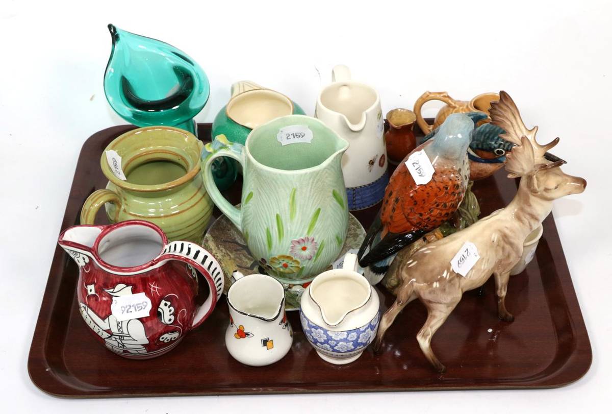 Lot 17 - A Beswick stag, kingfisher and kestrel; together with miscellaneous ceramics and glass...