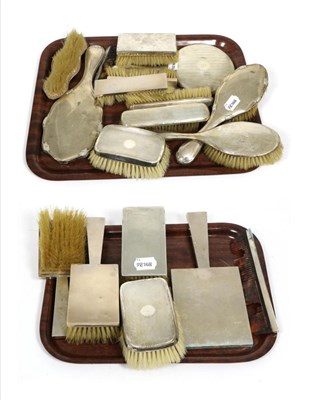 Lot 22 - A group of assorted silver dressing table brushes and mirrors, various designs including Art...