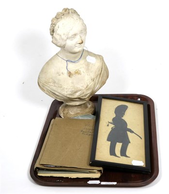 Lot 34 - A 19th century plaster bust of Mrs How, signed F R Rambaut 185; together with a collection of...