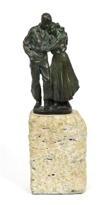 Lot 36 - Bronze group depicting a lady and a gentleman, signed and numbered on a textured base