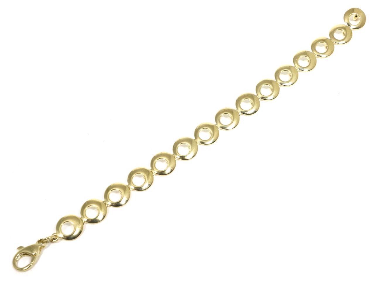 Lot 74 - A 9 carat gold fancy hoop link bracelet, length 19.5cm
