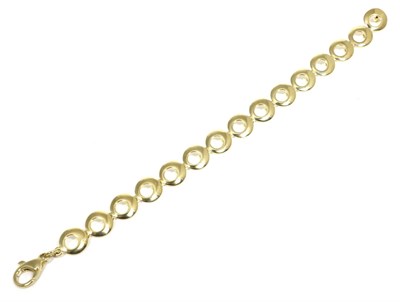 Lot 74 - A 9 carat gold fancy hoop link bracelet, length 19.5cm