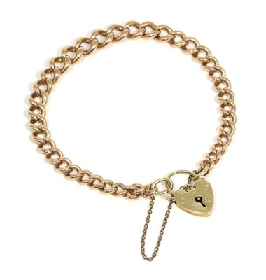 Lot 95 - A 9 carat gold curb link bracelet, with a 9 carat gold padlock clasp, length 18cm