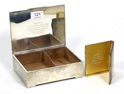 Lot 121 - An engine turned silver cigarette box, London 1945, and an engine turned silver cigarette case,...