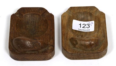 Lot 123 - Two Robert Mouseman Thompson oak ash trays