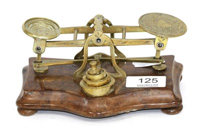 Lot 125 - A small pair of postal scales stamped S Mordan & Co, London, circa 1900, with weights