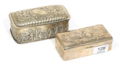 Lot 128 - An Edwardian silver repousse table box, T H Hazlewood, Birmingham 1903; and a silver jewellery...