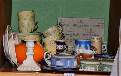Lot 144 - A Gray's pottery handpainted part teaset; a Maling lustre bowl; various Jasperware; a Shelley...
