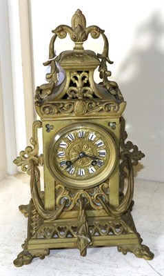 Lot 149 - A brass striking mantel clock, circa 1890