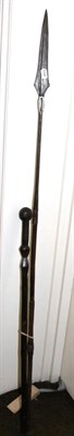 Lot 160 - African hardwood staff and a similar spear (2)