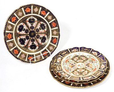 Lot 175 - Four Royal Crown Derby Imari pattern plates (a.f.)