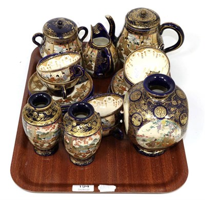 Lot 194 - An early 20th century Japanese satsuma tea service together with a pair of matching vases and a...