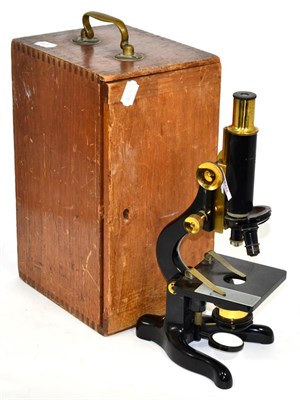 Lot 208 - W Watson & Son K mk II microscope no.75906, black lacquered finish, with three lens turret,...