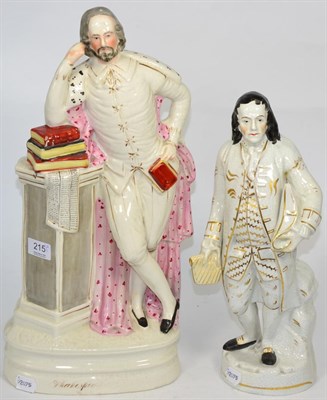Lot 215 - A 19th century Staffordshire figure of Shakespeare 48cm in height; together with a figure of...
