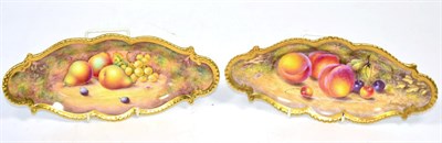 Lot 220 - Two Royal Worcester fruit pattern oval shaped dishes