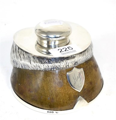Lot 225 - A silver horseshoe inkwell