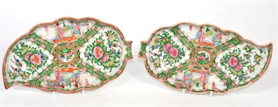 Lot 228 - A pair of 19th century Cantonese leaf shaped dishes/trays