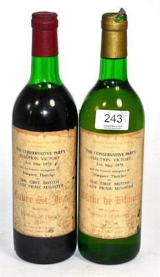 Lot 243 - Two bottles of wine to commemorate The Conservative Party Election Victory 3rd May 1979