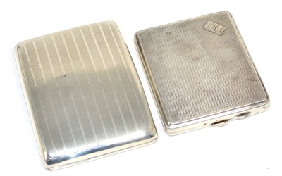 Lot 263 - A curved engine turned cigarette case, Walker & Hall; and another engine turned example, the...