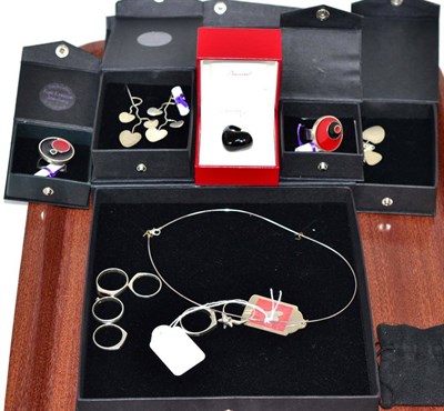 Lot 272 - A collection of modern designer silver jewellery, by Kyn Kinnison, including two large silver...