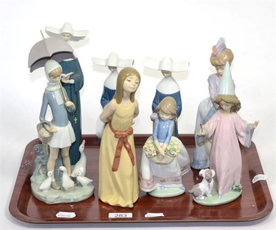 Lot 283 - Eight Lladro figures including three nuns (two a.f.)
