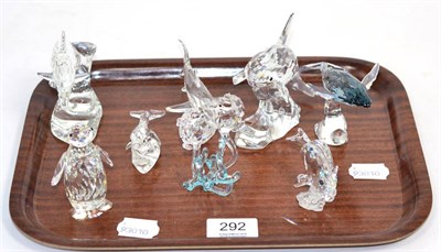 Lot 292 - A group of eight Swarovski crystal marine ornaments including Orka, Blue Whale, Dolphin, Sea...