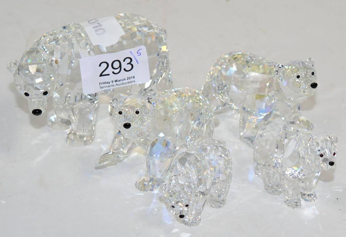 Lot 293 - Five Swarovski crystal bears