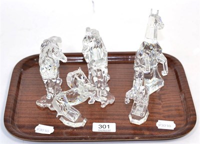 Lot 301 - Five Swarovski crystal horse models