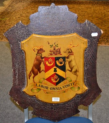 Lot 1008 - A painted Bradford coat of arms wooden plaque by repute previously from Bradford Town Hall