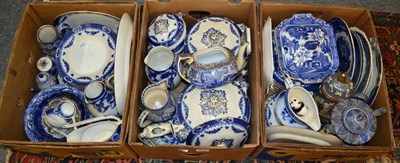 Lot 1011 - A large assortment of blue and white transfer printed wares including Spode Italian pattern,...