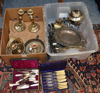 Lot 1022 - Various 19th/20th century silver plate including samovar etc (two boxes)
