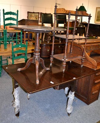 Lot 1048 - A late 18th century oak tripod table, a three tier Victorian whatnot and an early 19th century...