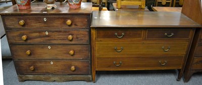 Lot 1068 - An early 19th century mahogany four height chest of drawers and an early 20th century mahogany...
