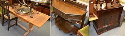 Lot 1074 - An early 20th century carved oak sideboard together with four oak dining chairs, a further oak cane