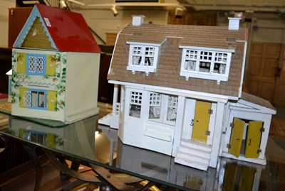 Lot 1079 - Two painted dolls houses with furniture