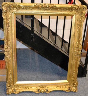 Lot 1105 - A 19th century gilt and gesso frame bearing label to verso