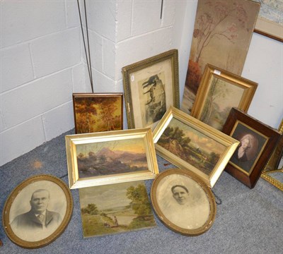 Lot 1111 - A collection of assorted 19th century paintings, prints and photographs (10)