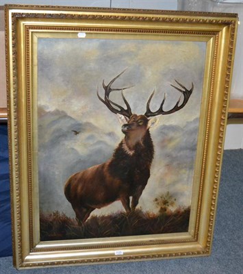 Lot 1120 - An oil on canvas depicting a stag, signed H Hutchinson, dated 1910