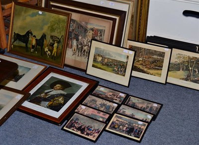 Lot 1123 - A quantity of prints including 19th century figural scenes, coach scenes, a gentleman reading...