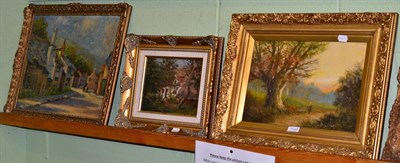 Lot 1133 - Three oil pictures depicting rural scenes, two oil on canvas and one oil on board, unsigned (3)