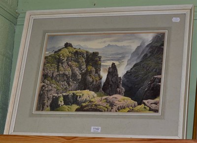 Lot 1142 - A watercolour signed G H Pooley, dated 1983, label verso inscribed ";Loch Fada from the Storr...