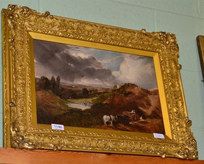 Lot 1146 - Follower of John Constable, (19th century) working horses, cart and figures in a landscape, oil...